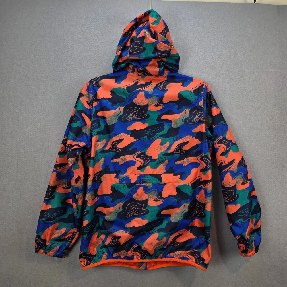 Lands End Boys XL 14-16 Windbreaker Rain Jacket‎ Hooded  Camo Topographic